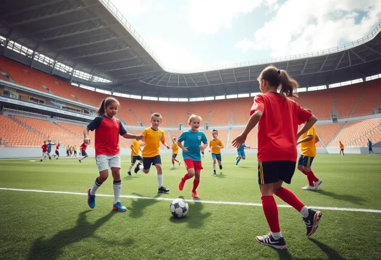 Youth soccer players practicing together
