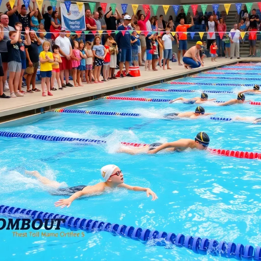 Students competing in an adapted swim meet at Logan High School.