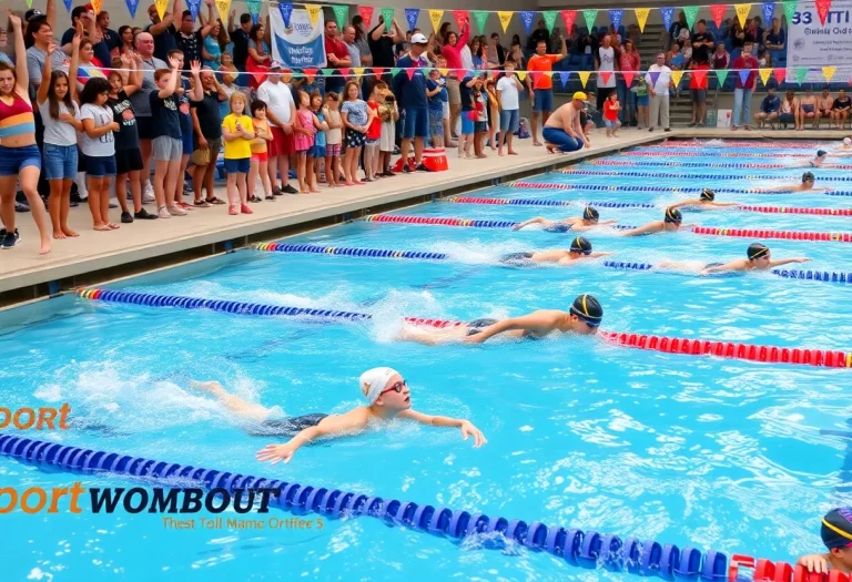 Students competing in an adapted swim meet at Logan High School.