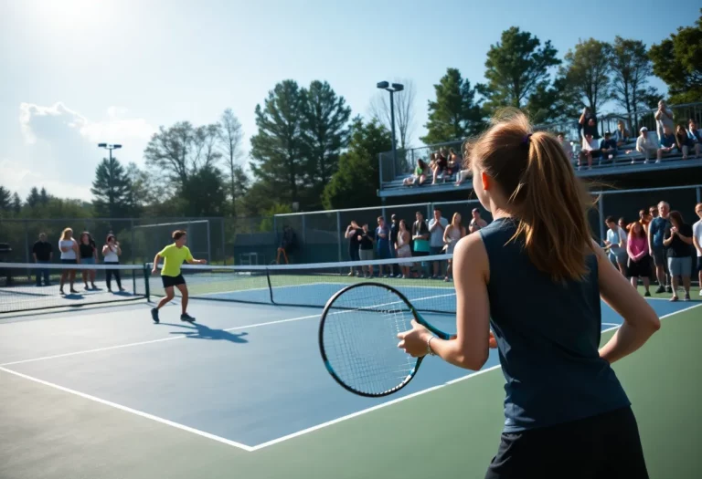 High school tennis match at state championships
