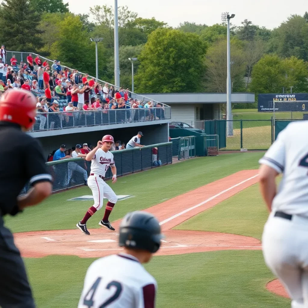 High school baseball game in Alabama during quarterfinals