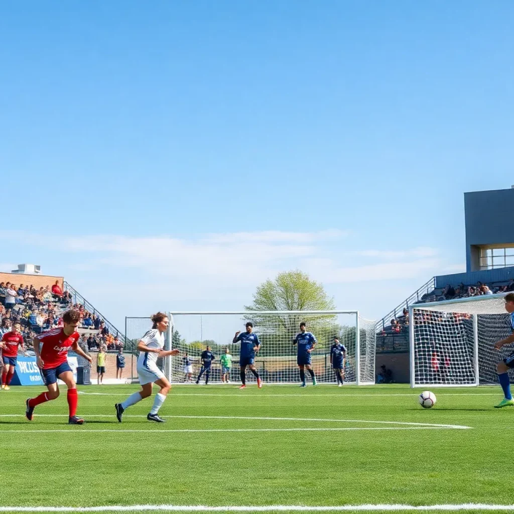 Youth soccer players competing in a championship match
