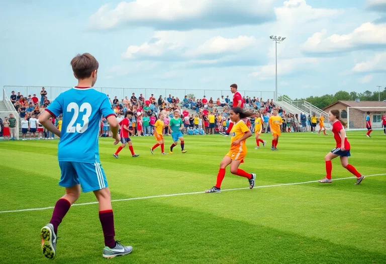 High school soccer players during a game in Alabama