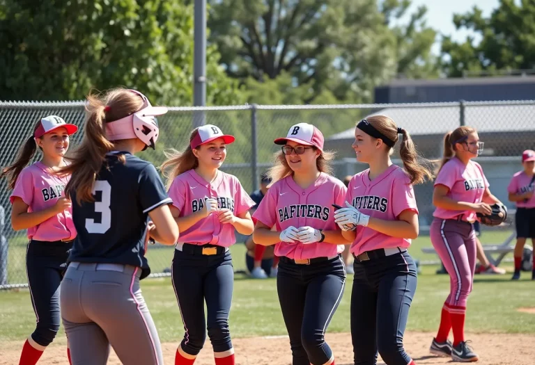 High school softball players competing in a playoff game in Alabama.