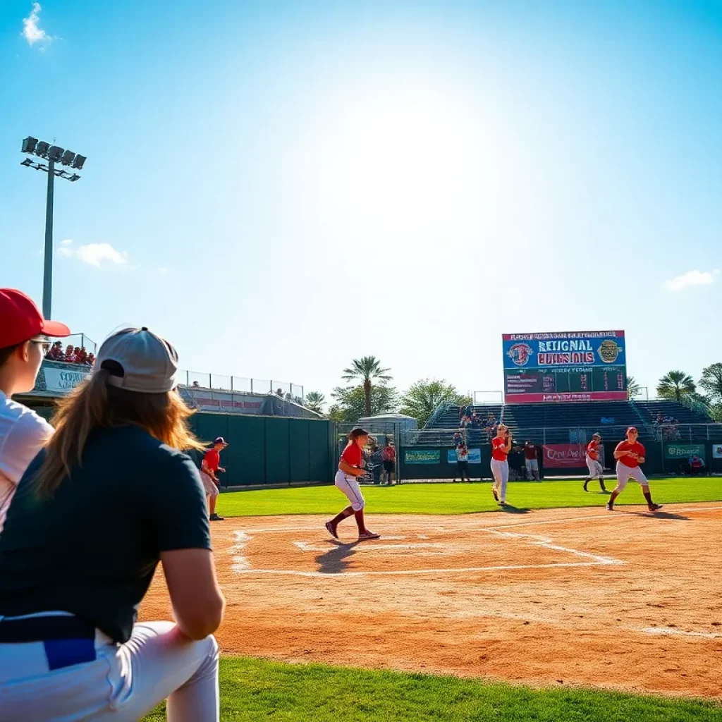 High school softball teams competing during regional tournament in Alabama