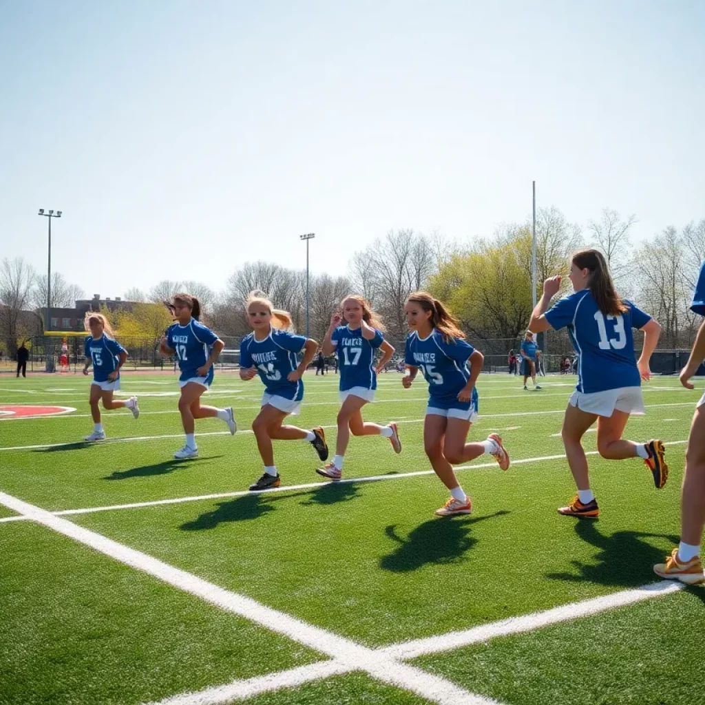 High school athletes competing on a sports field