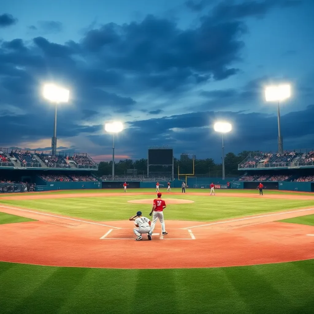 High school baseball players practicing on the field