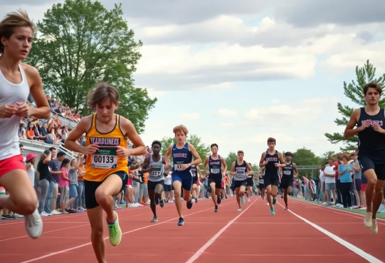 Athletes competing at Arrowhead High School track championship event.