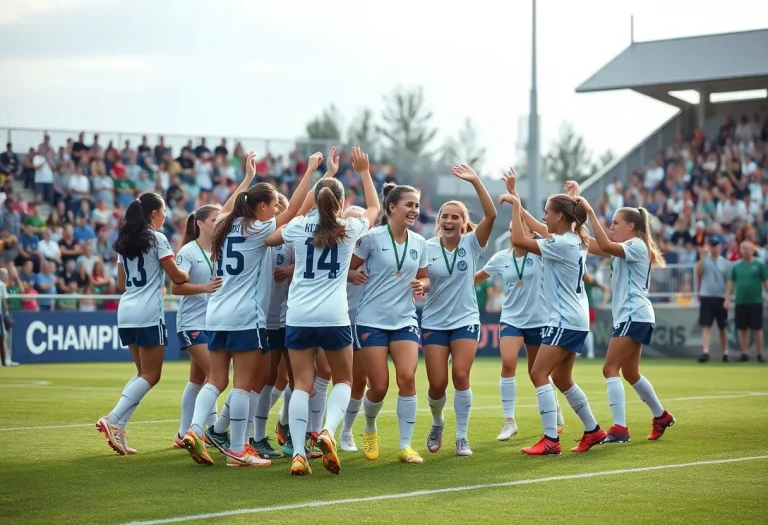 Ashley girls soccer team celebrating their championship victory