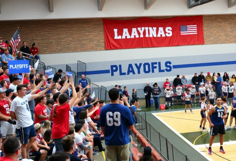 High school sports teams cheering in Bainbridge