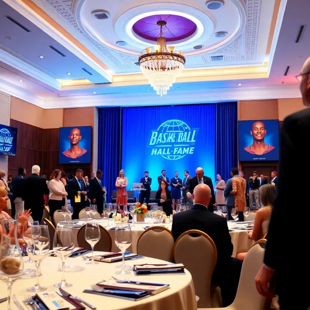 Celebration at the South Dakota High School Basketball Hall of Fame induction ceremony.