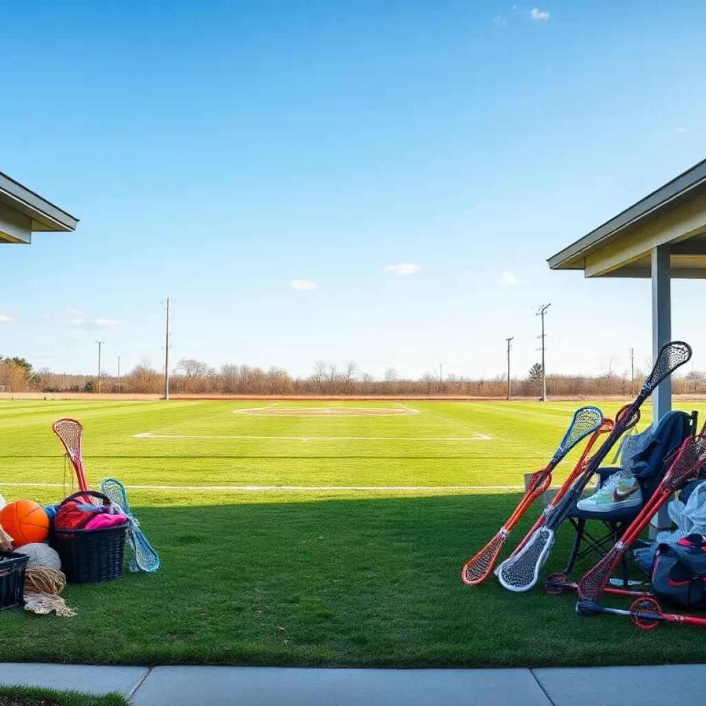 Lacrosse sticks and sports gear placed on porches in remembrance of local player