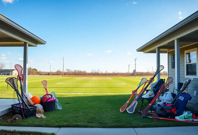 Lacrosse sticks and sports gear placed on porches in remembrance of local player
