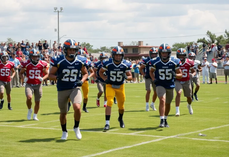 Bellville Brahmas football team practicing for the 2025 season.