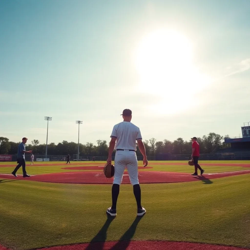 Baseball players on the field training at Billings Central Catholic.