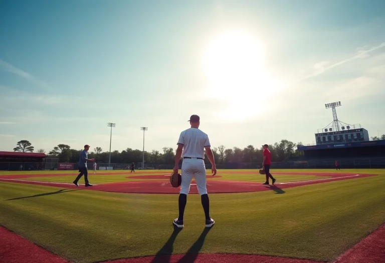 Baseball players on the field training at Billings Central Catholic.