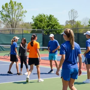 High school tennis teams in Billings preparing for a tournament.