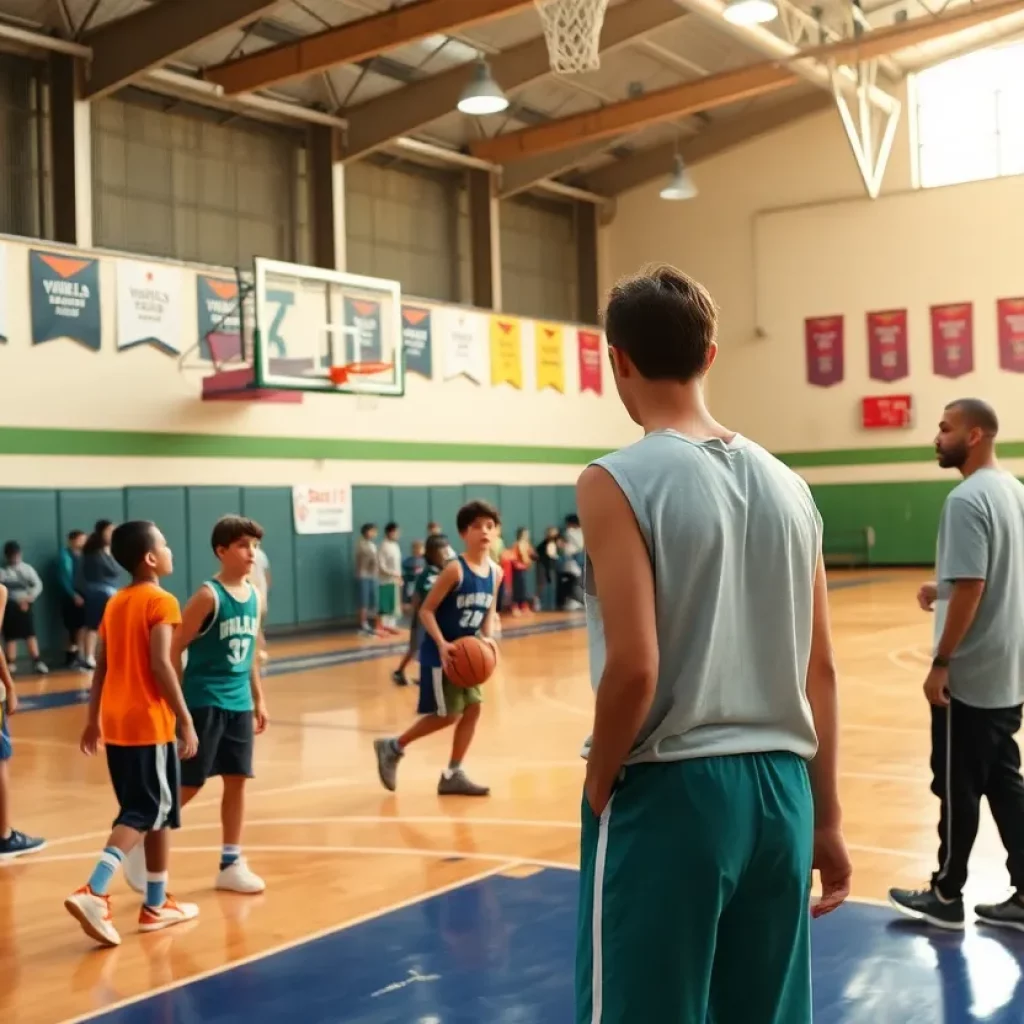 Boys basketball practice at Boylan Catholic High School