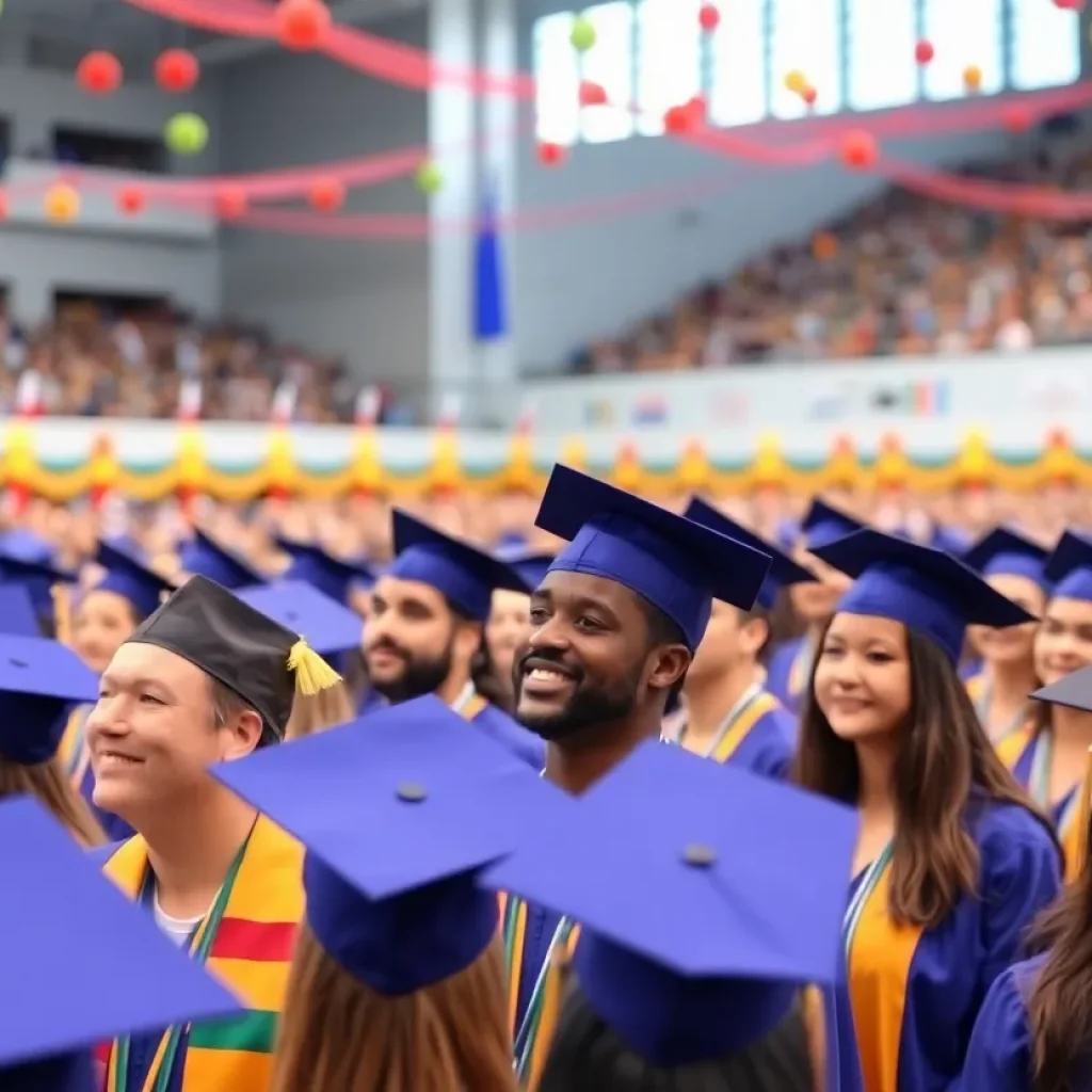 Graduation ceremony showcasing celebration and resilience.