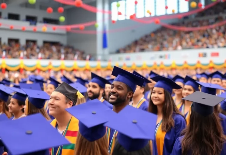 Graduation ceremony showcasing celebration and resilience.