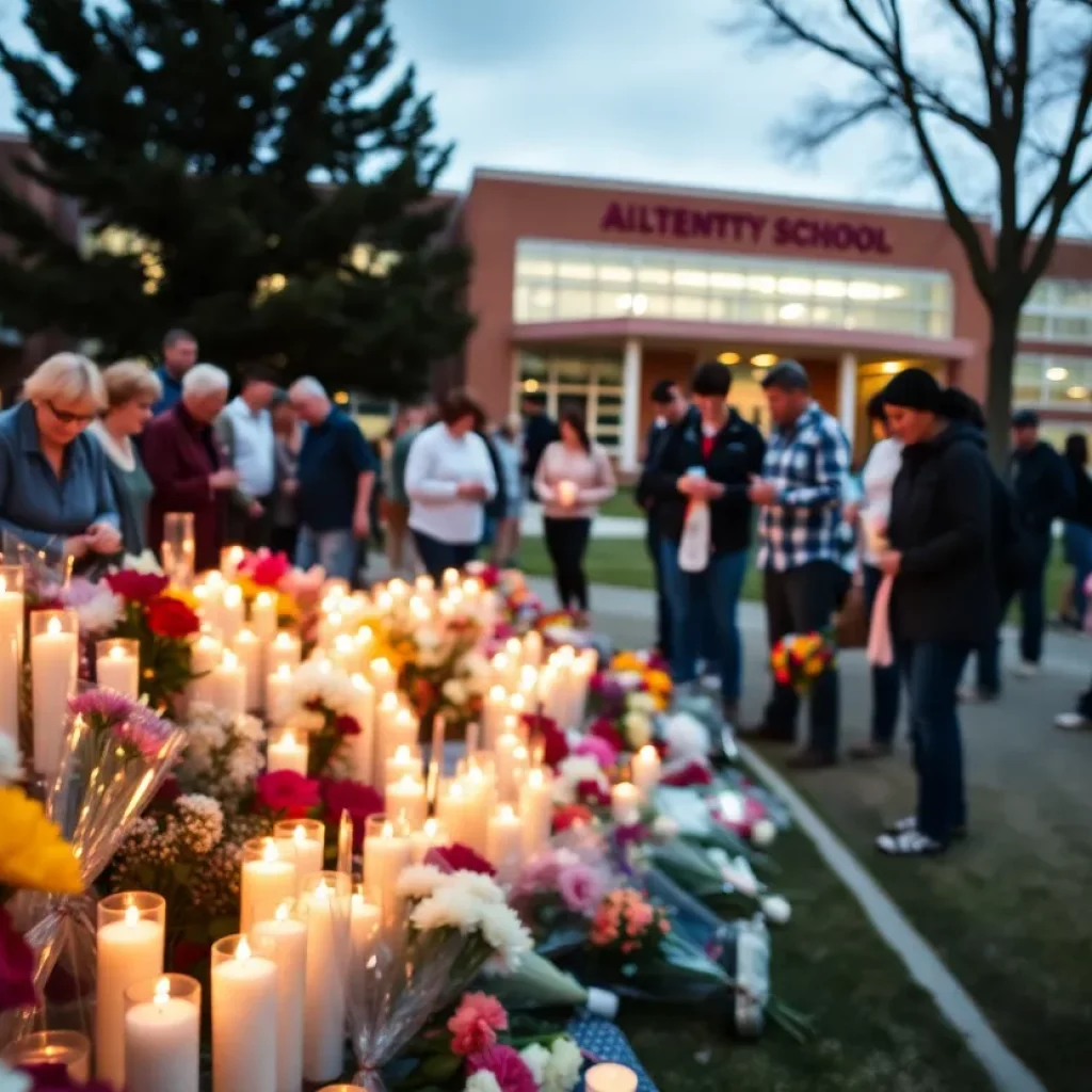 Vigil outside Byron Nelson High School for Coach Travis Pride