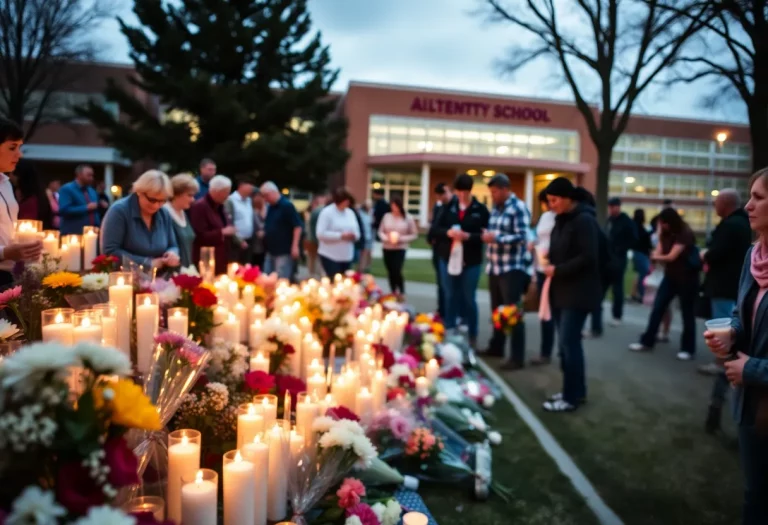 Vigil outside Byron Nelson High School for Coach Travis Pride