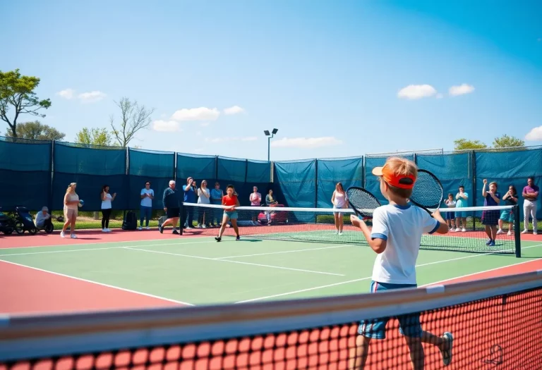 Young tennis players practicing at a vibrant court in Cabarrus County.
