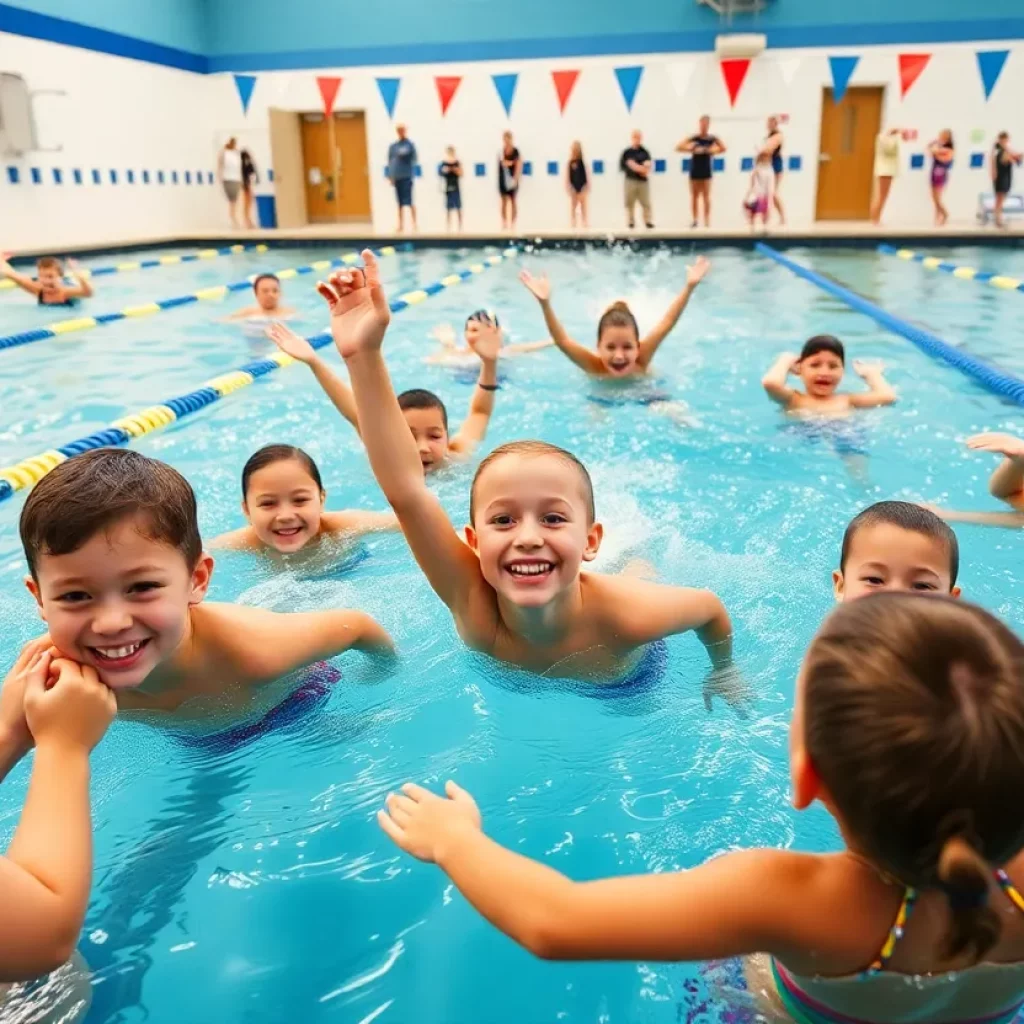 Young swimmers practicing at the Vicksburg YMCA pool