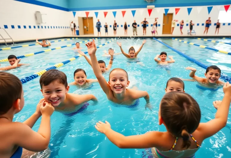 Young swimmers practicing at the Vicksburg YMCA pool