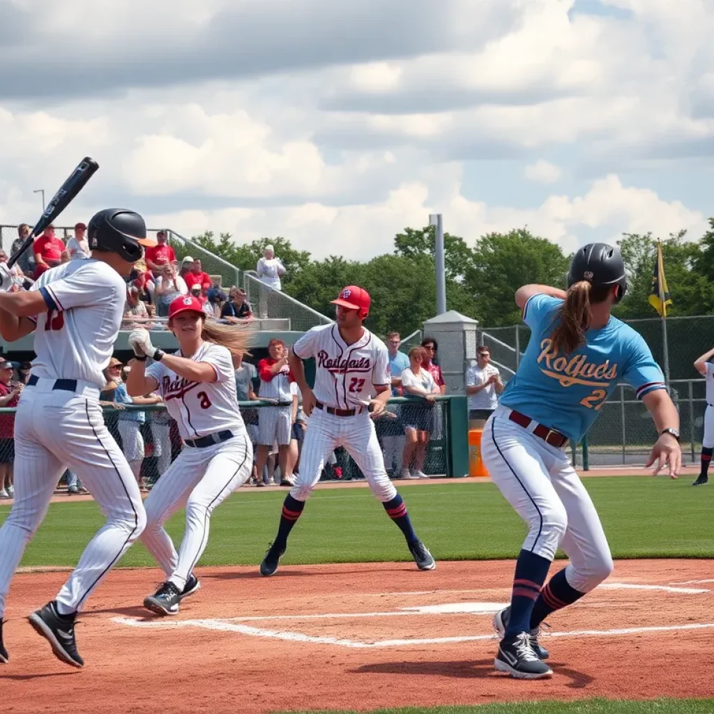 Canton High School baseball and softball teams playing a game