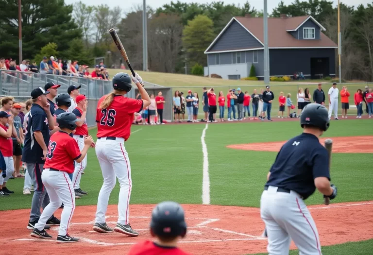 High school baseball players in action at Cape Cod