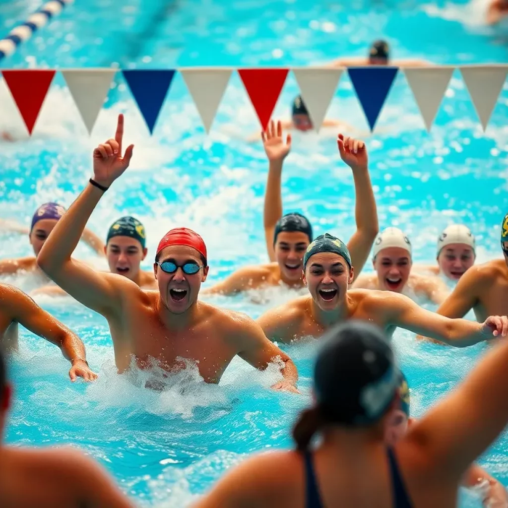Swimmers competing at the Santa Rosa Junior College Championships