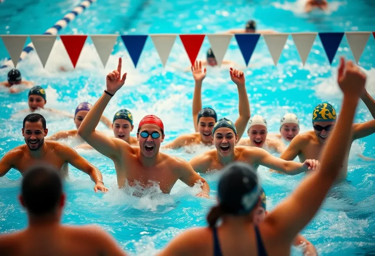 Swimmers competing at the Santa Rosa Junior College Championships