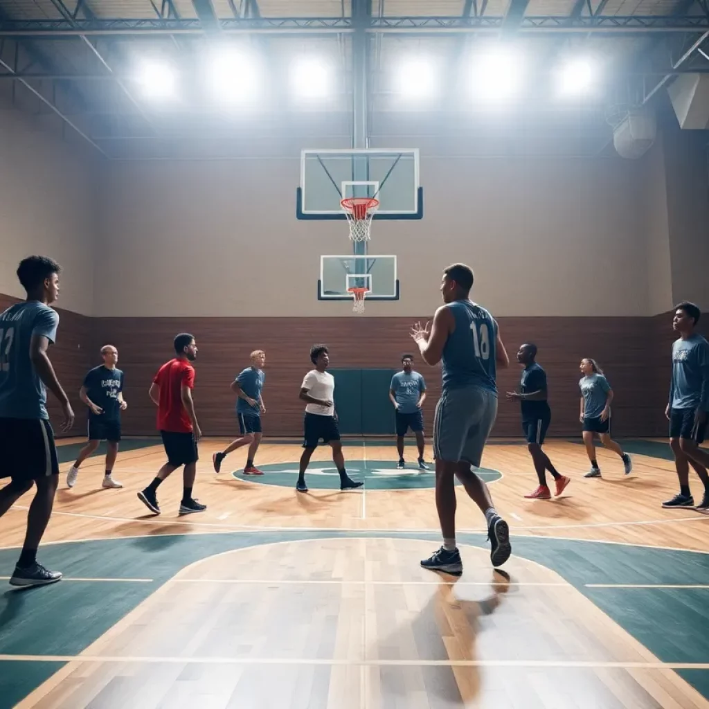 Cedar Rapids Jefferson High School basketball players practicing together