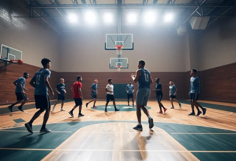 Cedar Rapids Jefferson High School basketball players practicing together