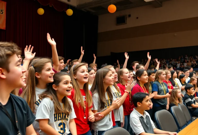 Celebration of high school sports awards with young athletes in an award ceremony setting.