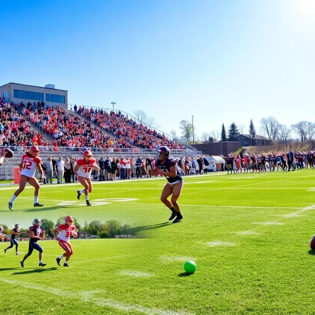 Players from Central Ohio high school football teams in action on the field
