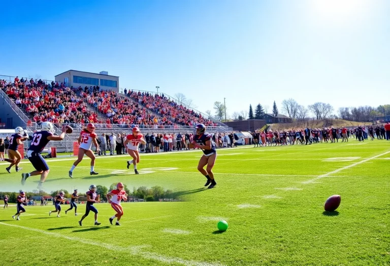 Players from Central Ohio high school football teams in action on the field