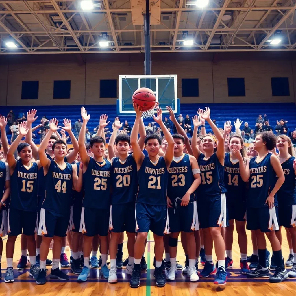 Chapin High School basketball team celebrating their achievements