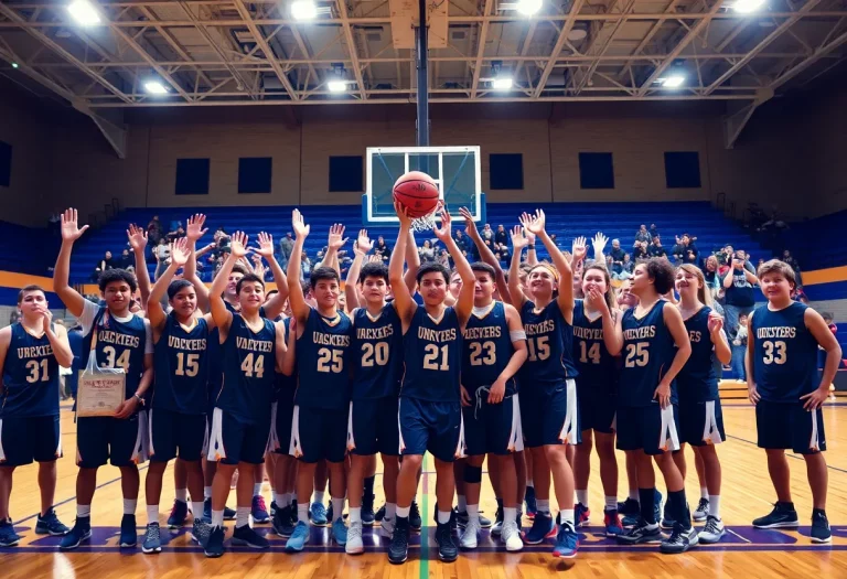 Chapin High School basketball team celebrating their achievements