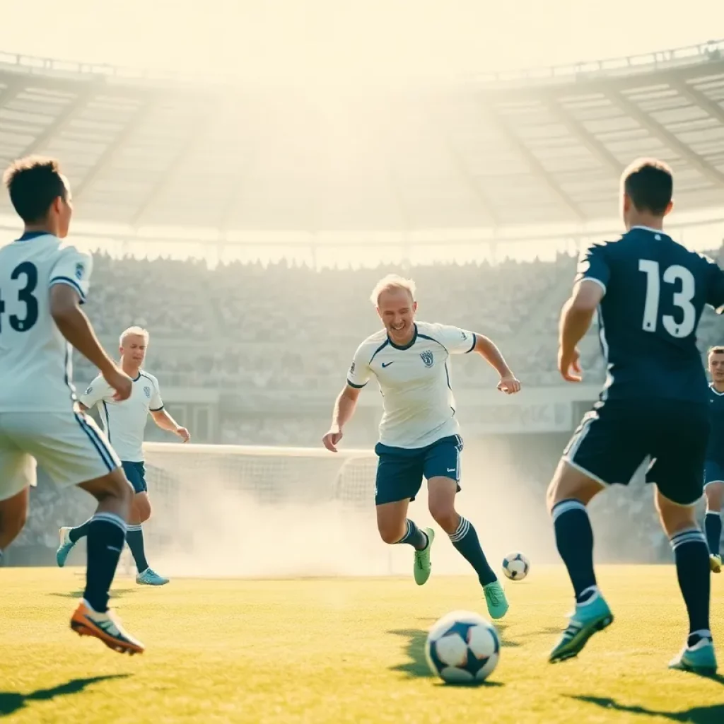 Chiawana High School boys soccer team playing in a state semifinal match