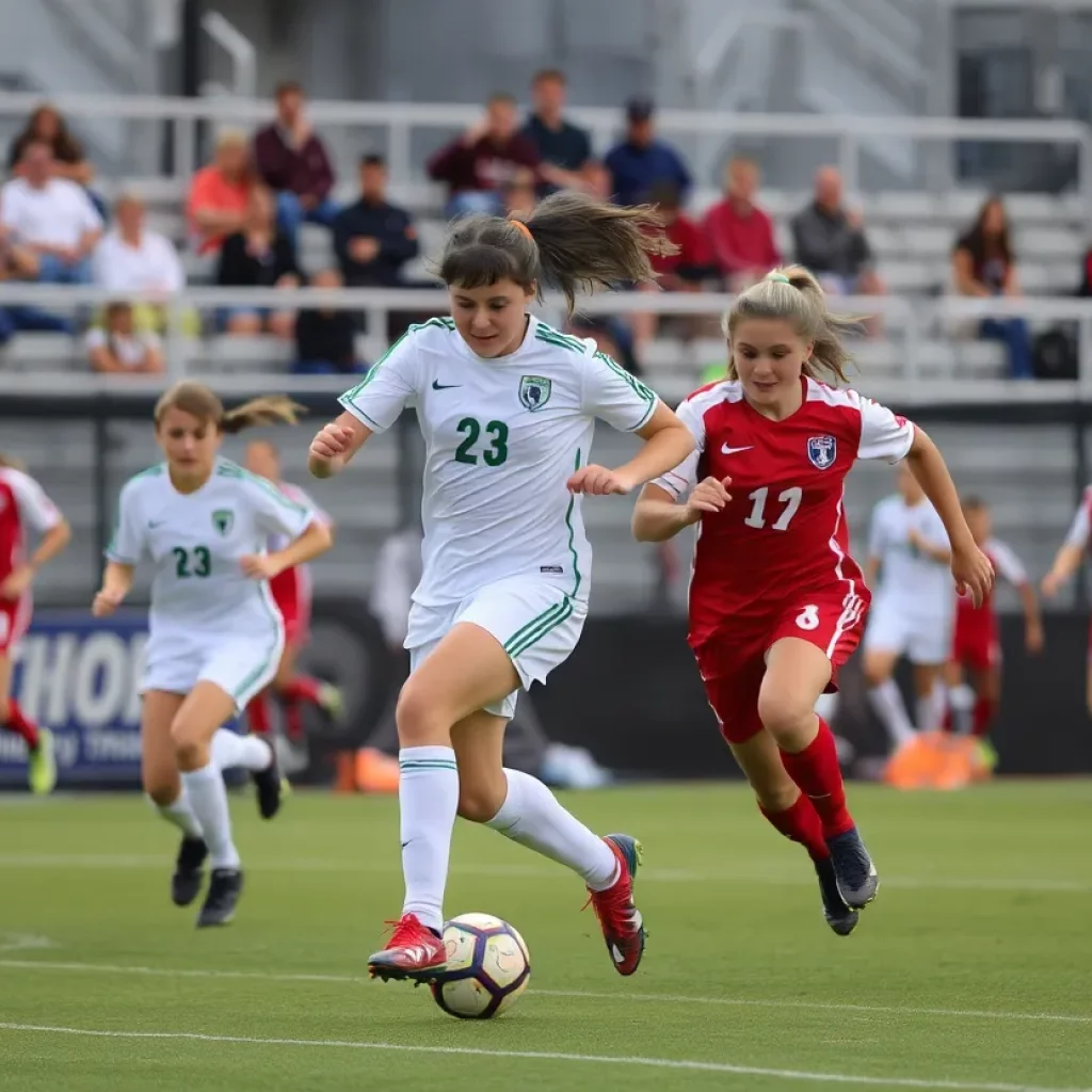 Chiawana Riverhawks players in action during soccer match