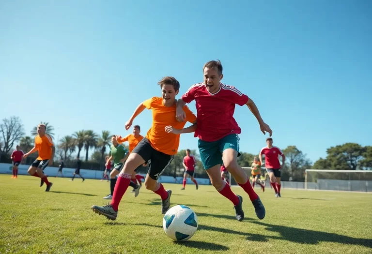 City High boys soccer team playing in a competitive match