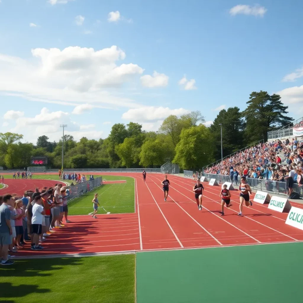 Clear Creek track event with runners and spectators