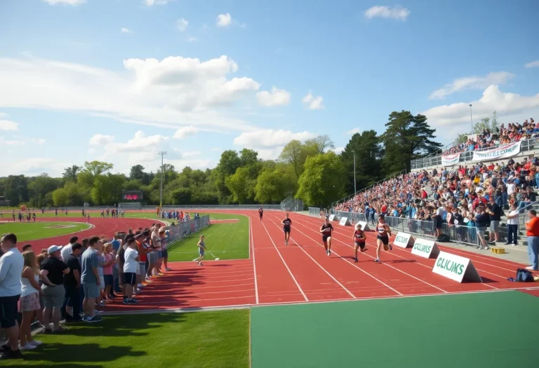 Clear Creek track event with runners and spectators