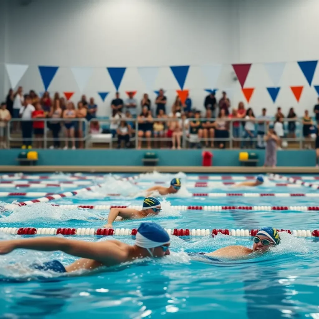 Swimmers competing at the CIF State Swimming Championships