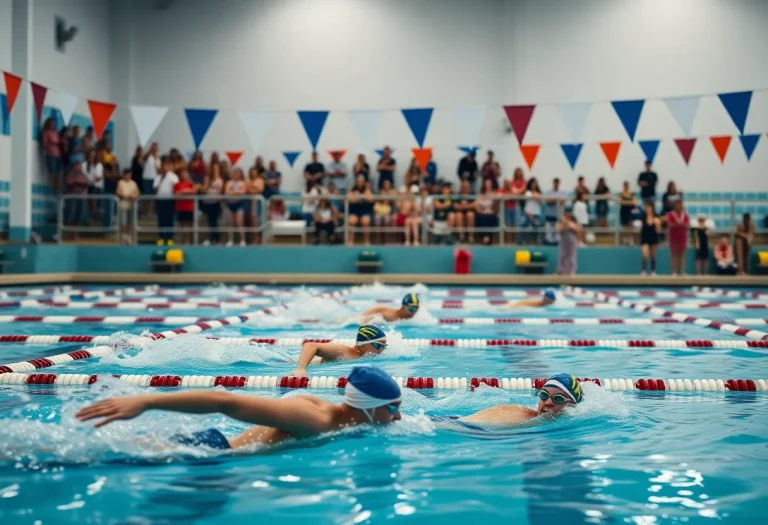 Swimmers competing at the CIF State Swimming Championships