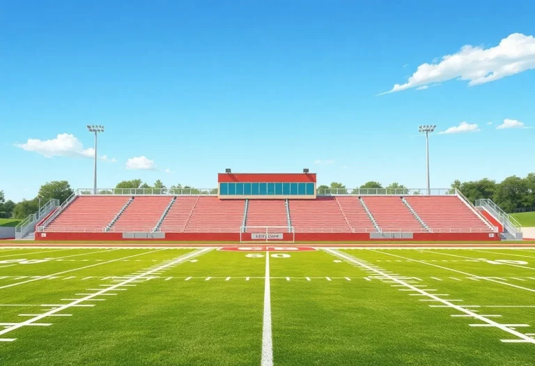Empty football coaching positions on a high school field