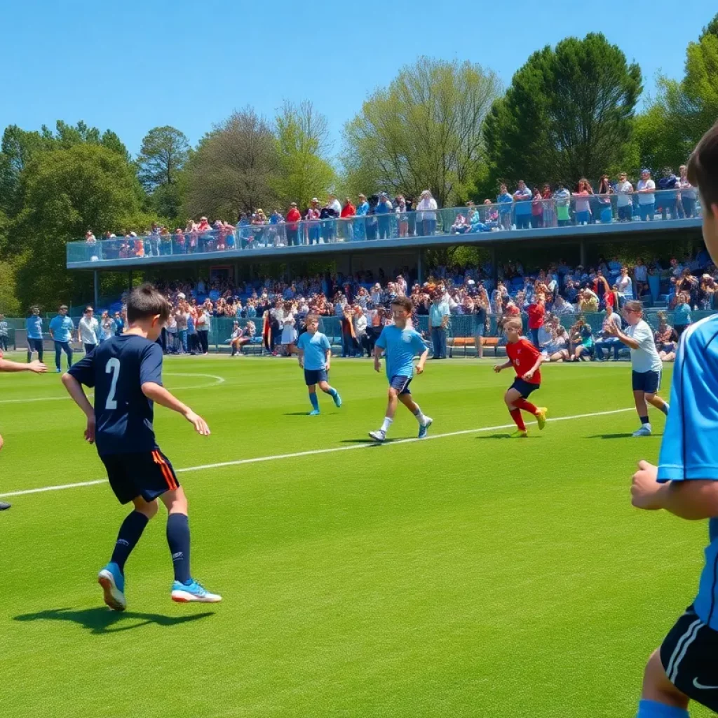 Young athletes competing in soccer at the Coastal Empire All-Star Games