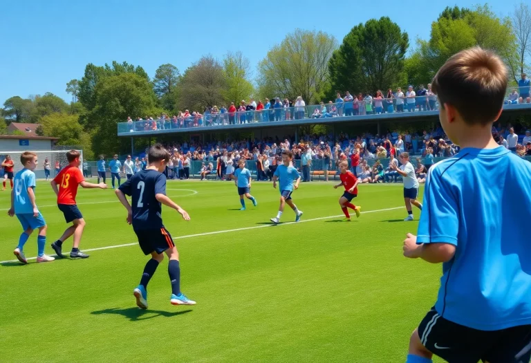 Young athletes competing in soccer at the Coastal Empire All-Star Games